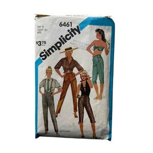 Simplicity Pattern 6461 Miss Size 10 1984 Pants Capri Vintage McCall Vogue